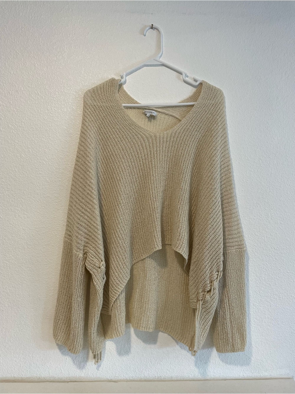 Crescent Cream Slouchy V-Neck Knit Sweater